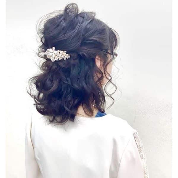 Half Updo for Brides with Medium Hair