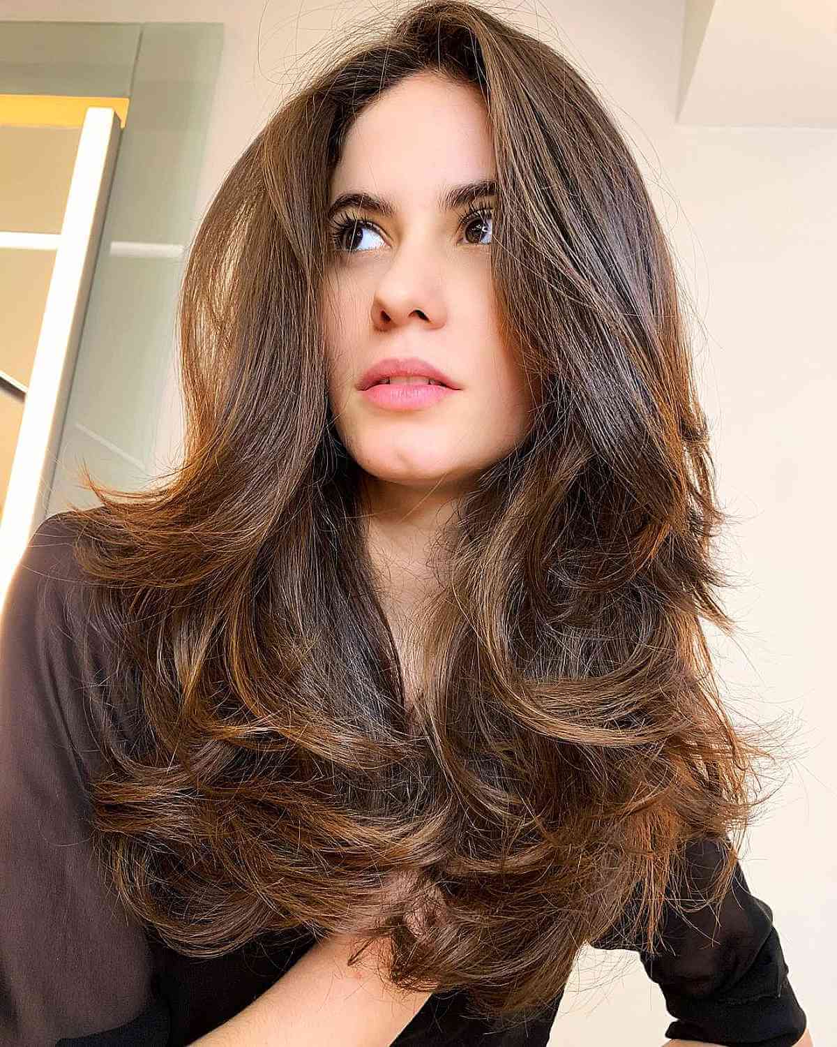 Healthy Long Layered Brunette Style 