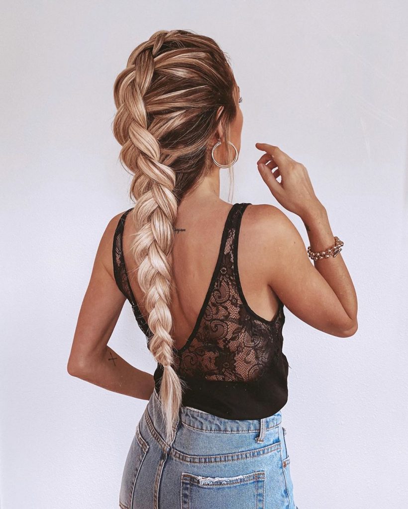 High Braided Ponytail for Long Hair