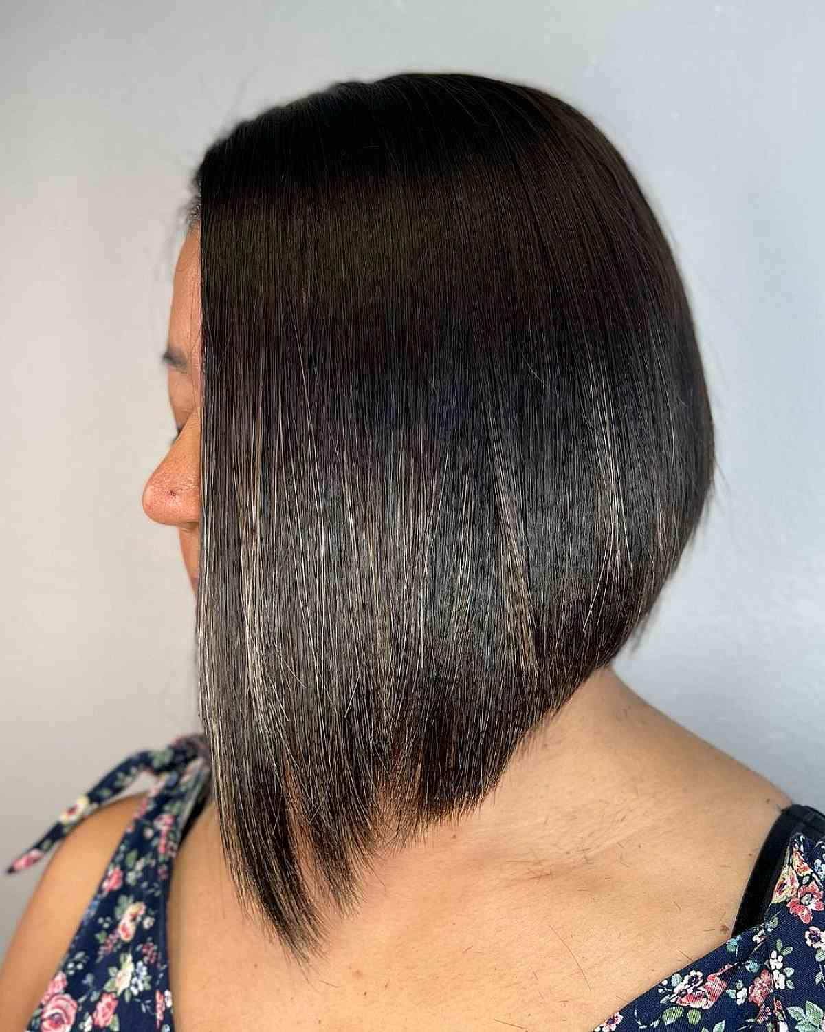 Highlighted Angled Bob for Medium-Length Hair