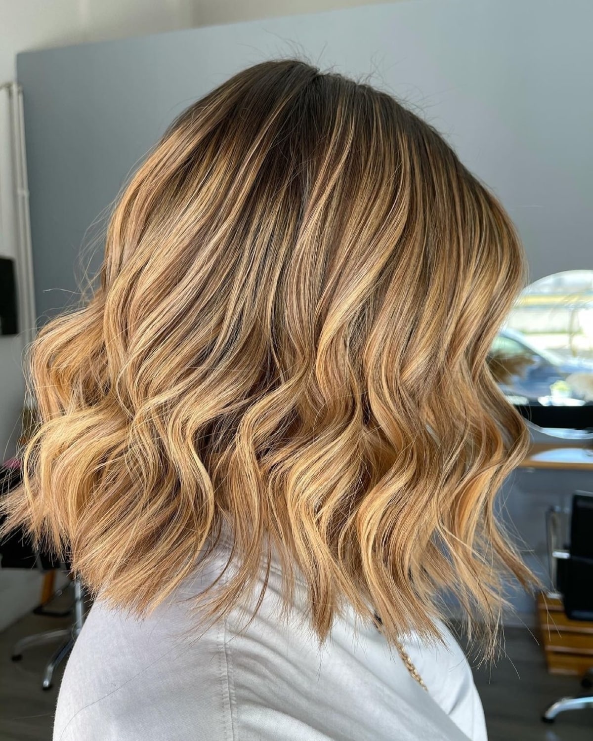 Honey brown hair with beachy waves