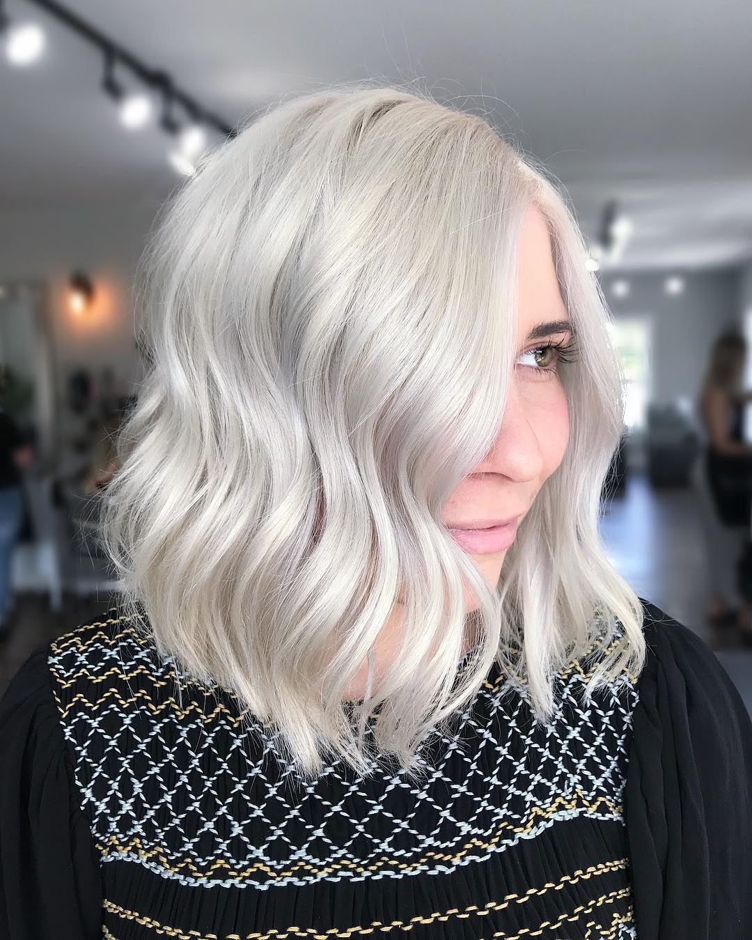 Icy Blonde Cool Toned Balayage with Silver Lowlights