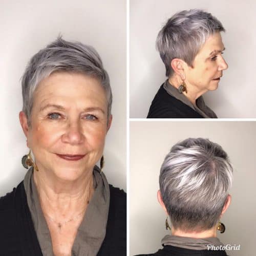 Icy Platinum Pixie for Older Women