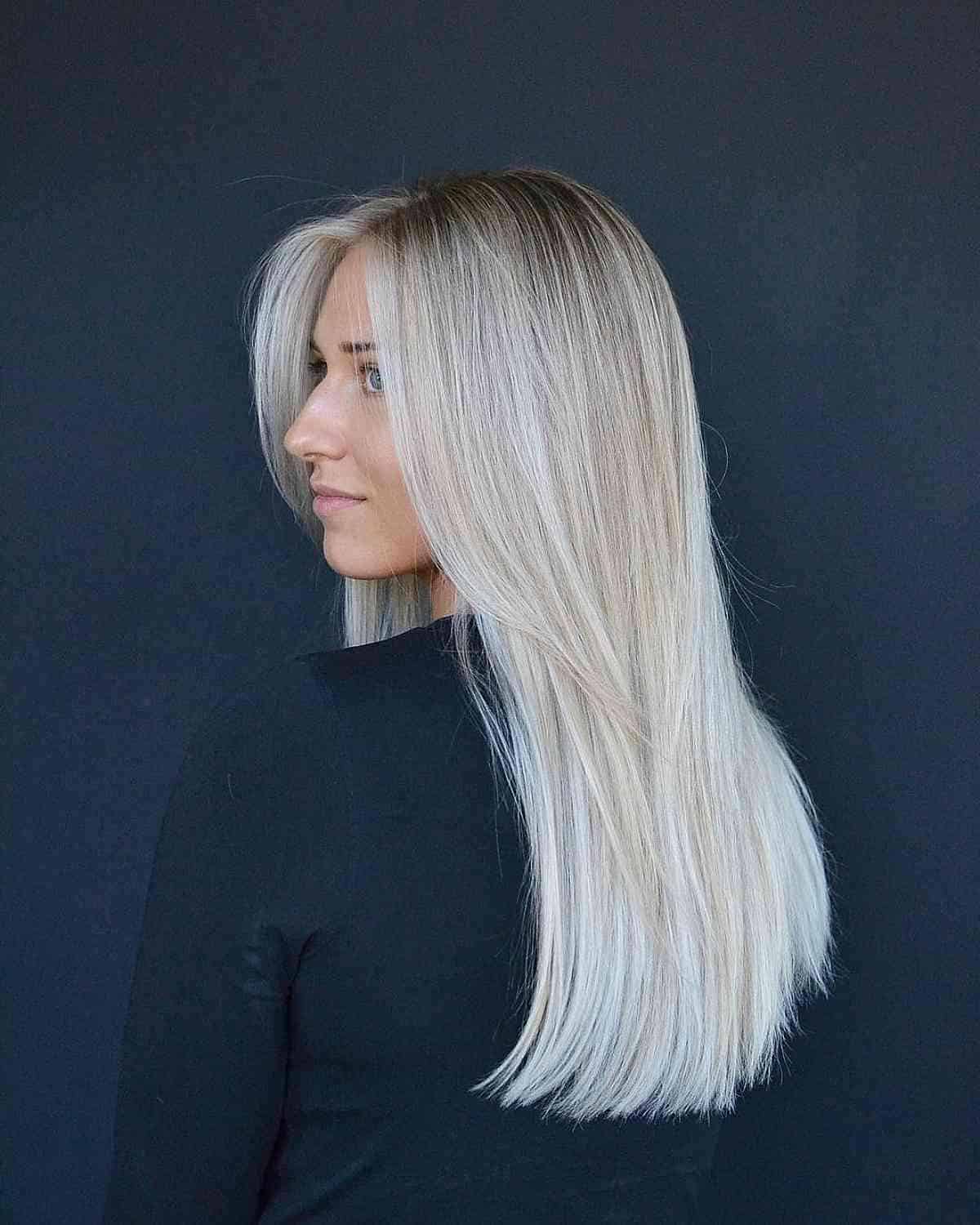 Icy White Blonde Balayage