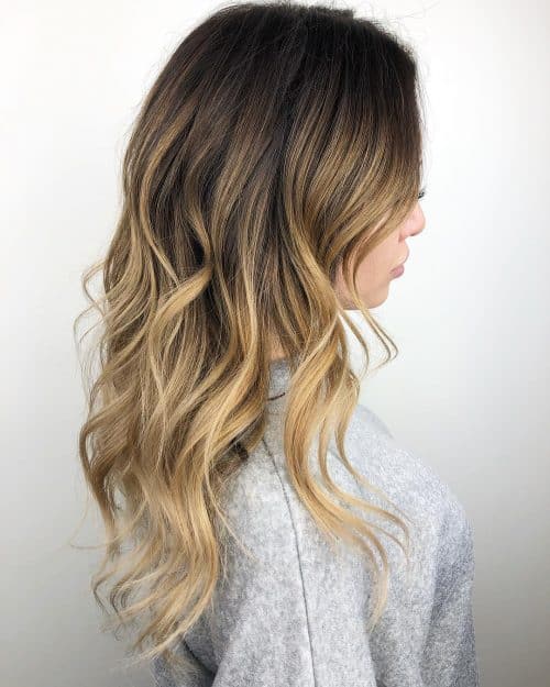 Inspirational lived-in blonde and dark brown balayage