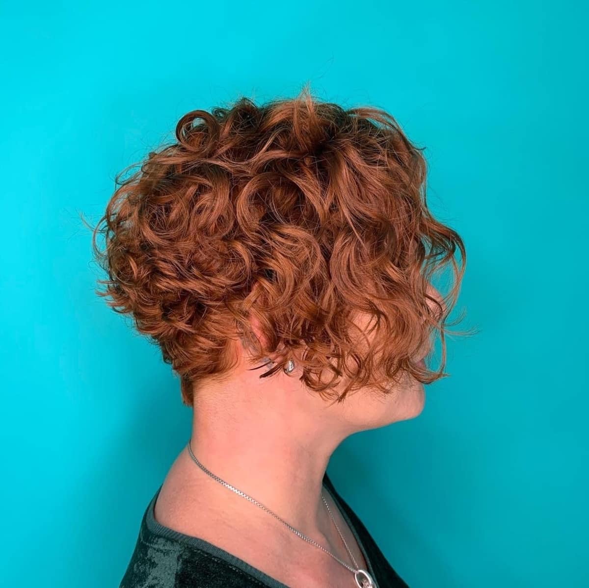 Jaw-length bob for curly hair