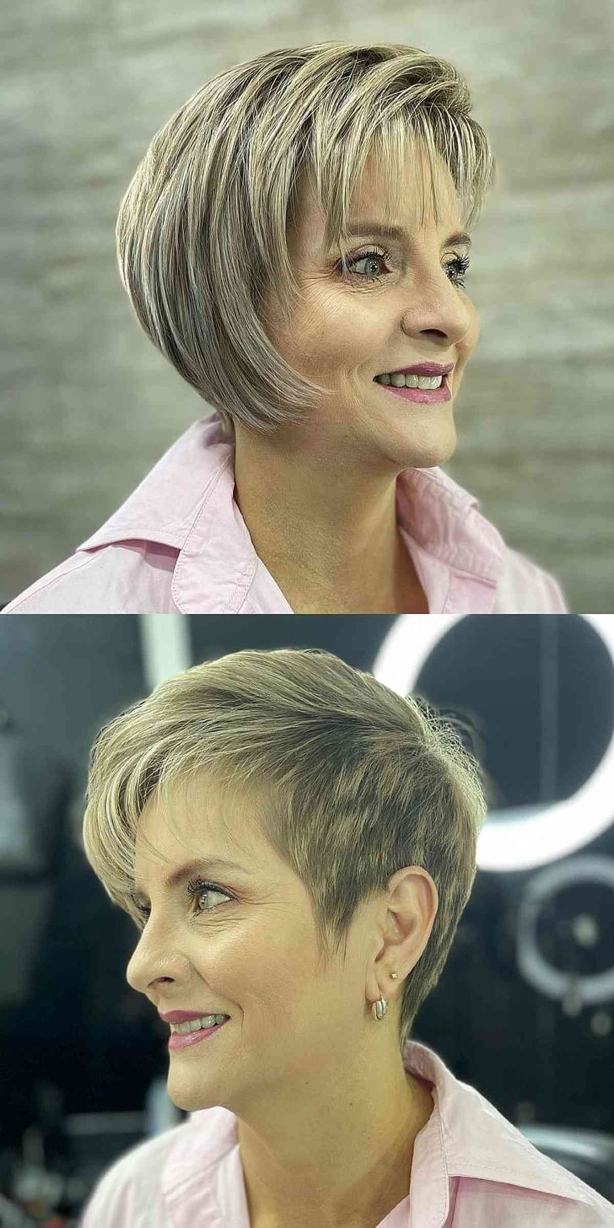 Jaw-Length Concave Bob with Wispy Bangs Cut Above the Shoulders
