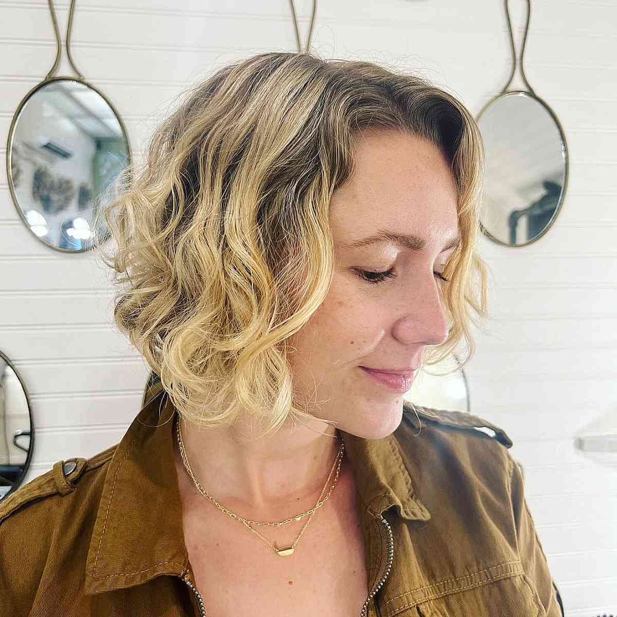 Jaw-Length Curly Hair