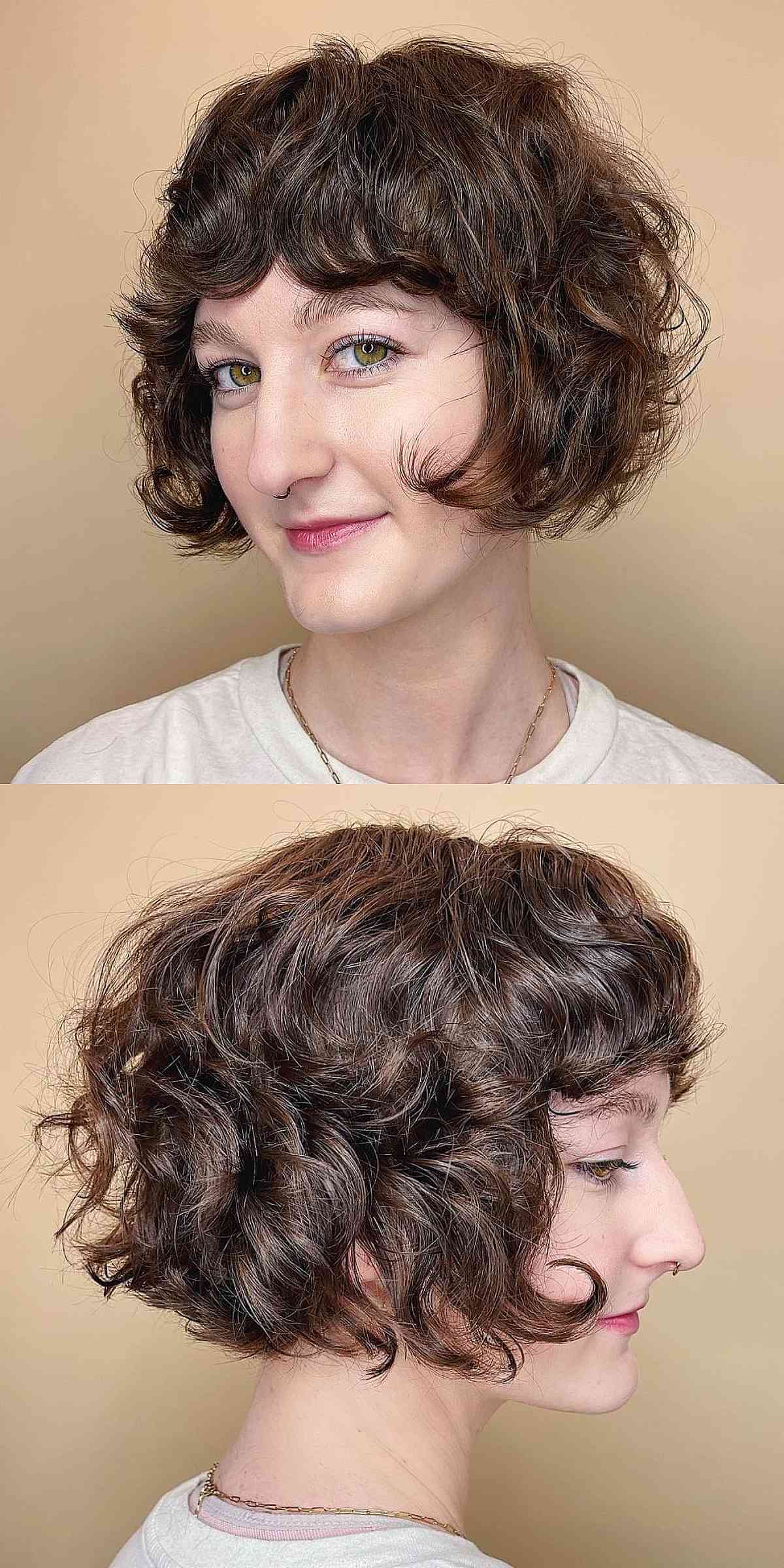 Jaw-Length French Curly Bob with Bangs