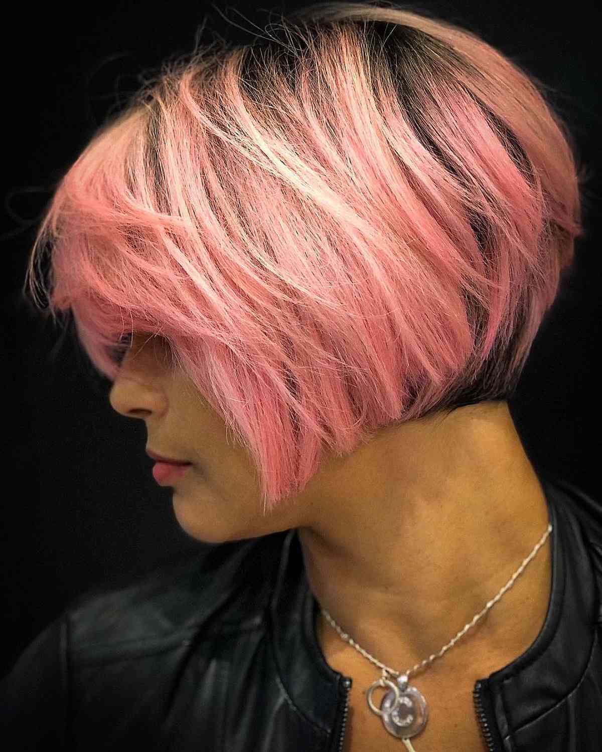 Jaw-Length Graduated Bob on Thick Hair