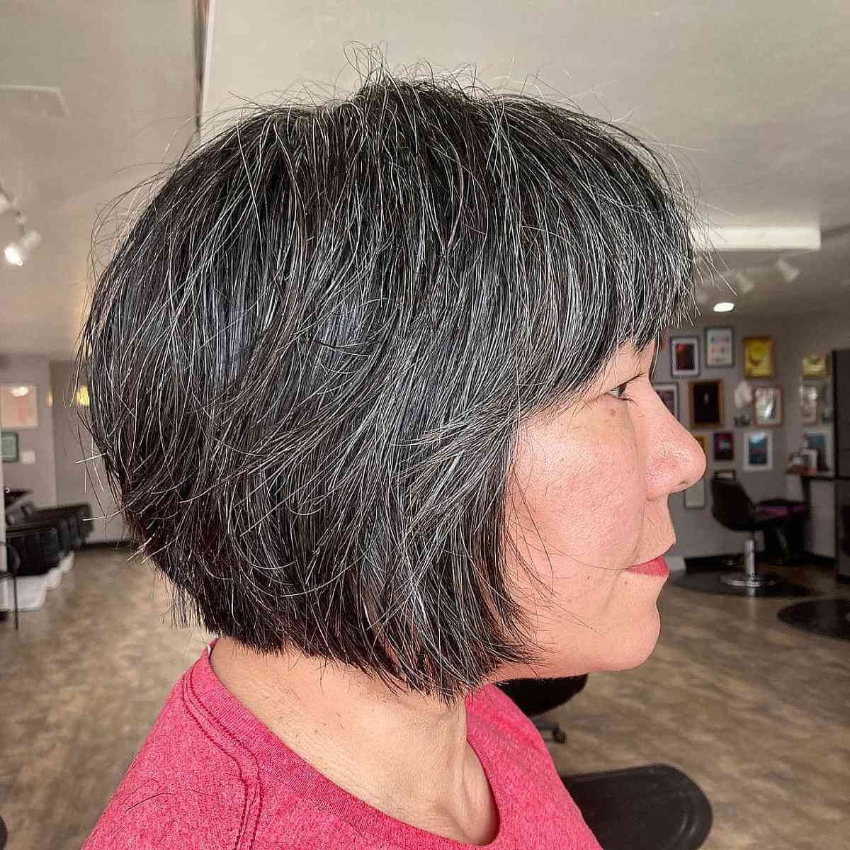 Jaw-Length Modern Shag for Older Women Over 50