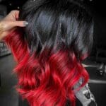jet-black-and-red-ombre-on-mid-length-hair