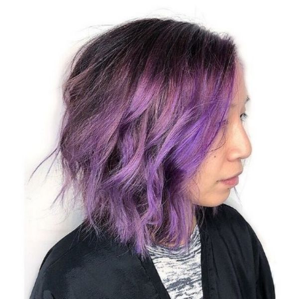 Lavender Curly Bob Hair