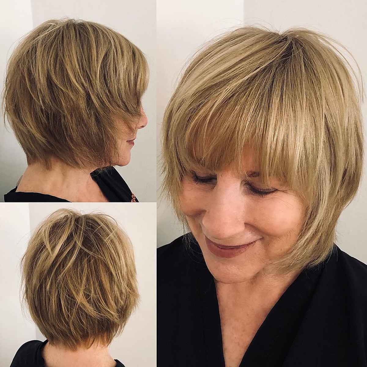 Layered and Textured Bob for Older Women