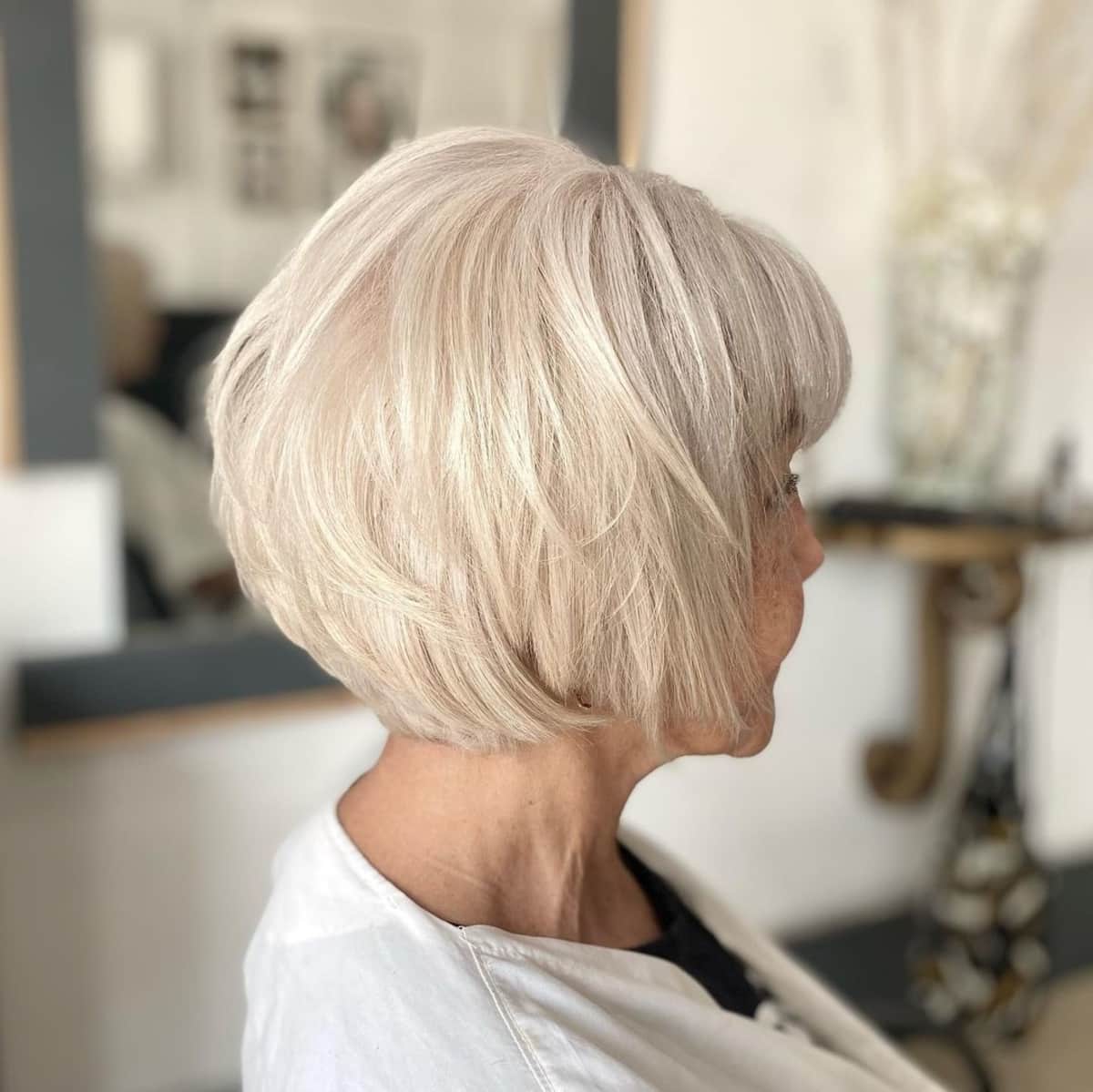 Layered Bob Hairstyle for Women Over 70