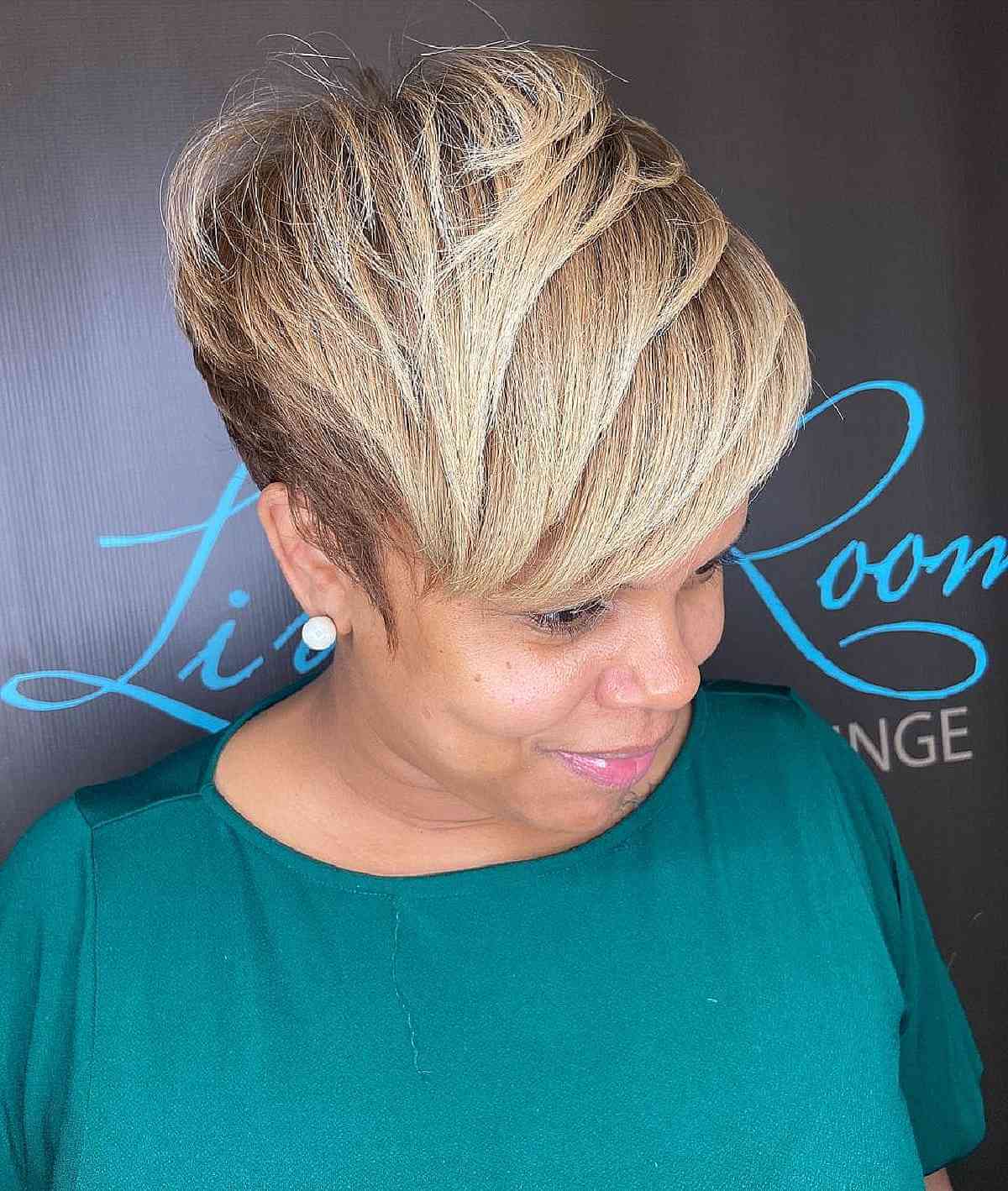Layered Pixie with a Fringe for Black Women Over 50