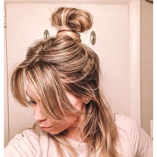 Lazy Half-up Bun Updo for Medium Hair