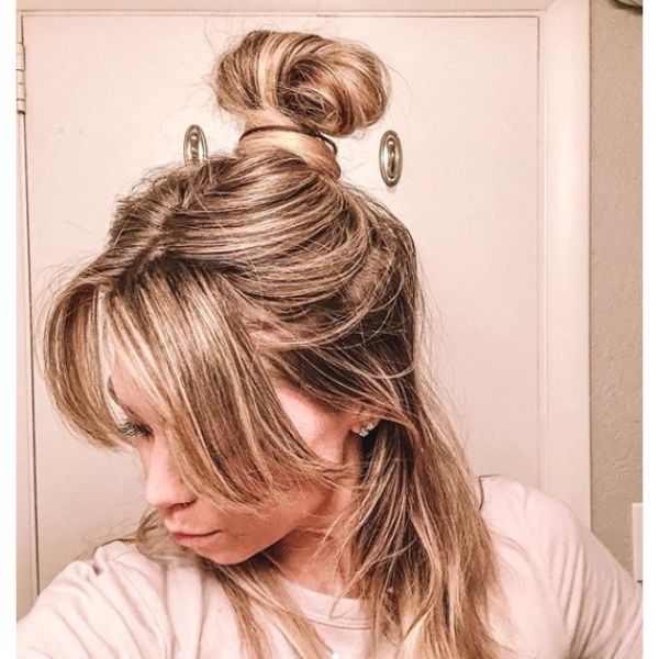  Lazy Half-up Bun Updo for Medium Hair