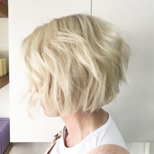 Light Blonde Hair Color for Short Blunt Shag Cut