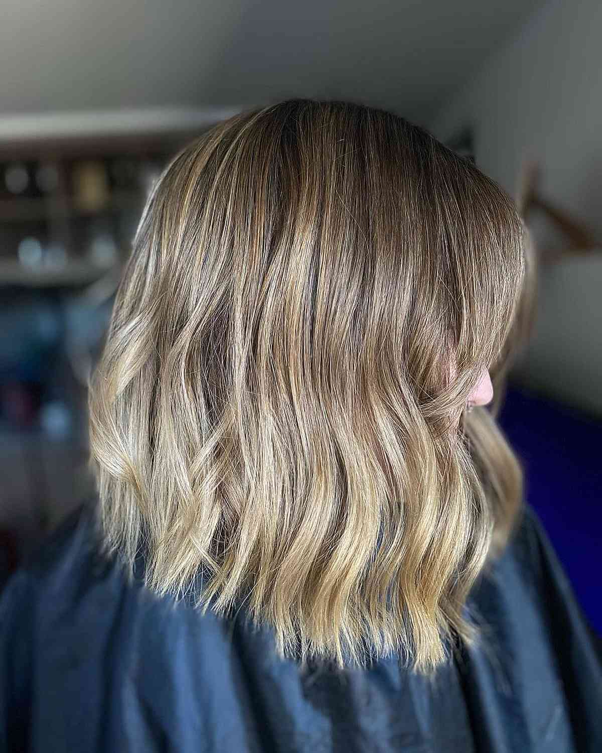 Light Bronde Color Melt on a Short Lob Cut