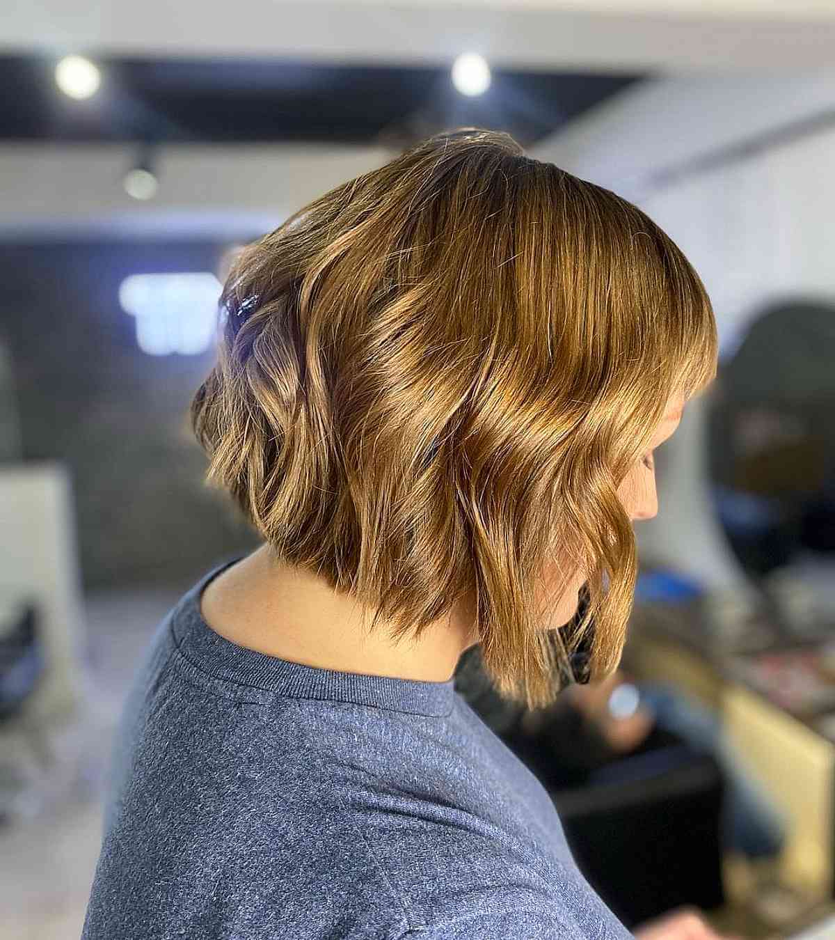 Light Brown Bob with Soft Waves for Short Hair