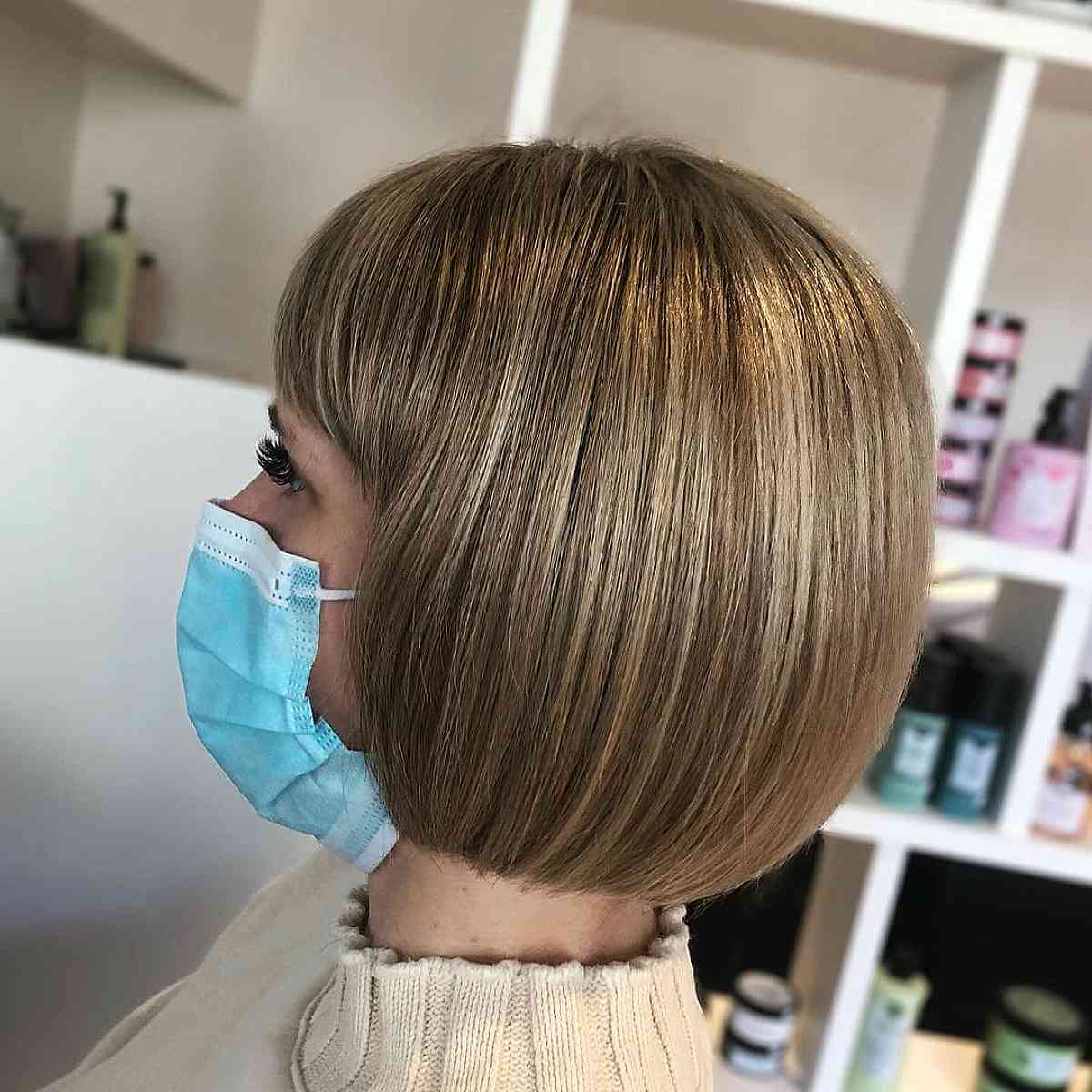 Light Brown Straight Bob on Short Hair