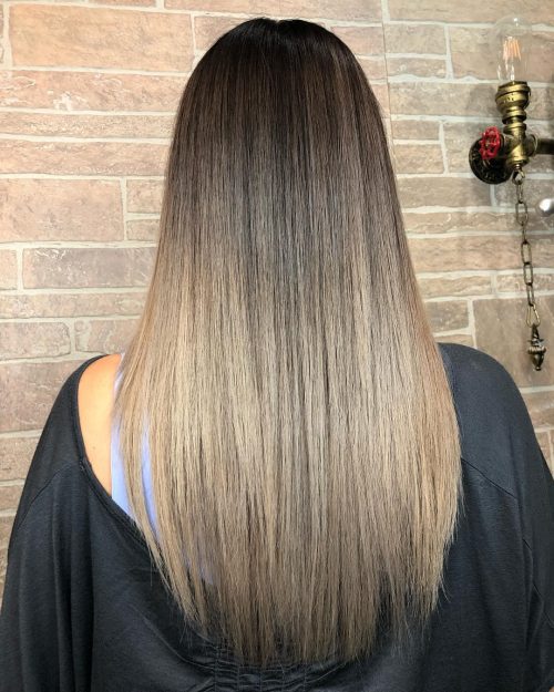 Light brown to Ash Blonde ombré for straight hair
