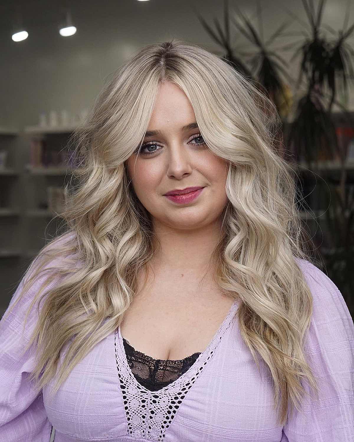 long blonde wavy hair for round faces