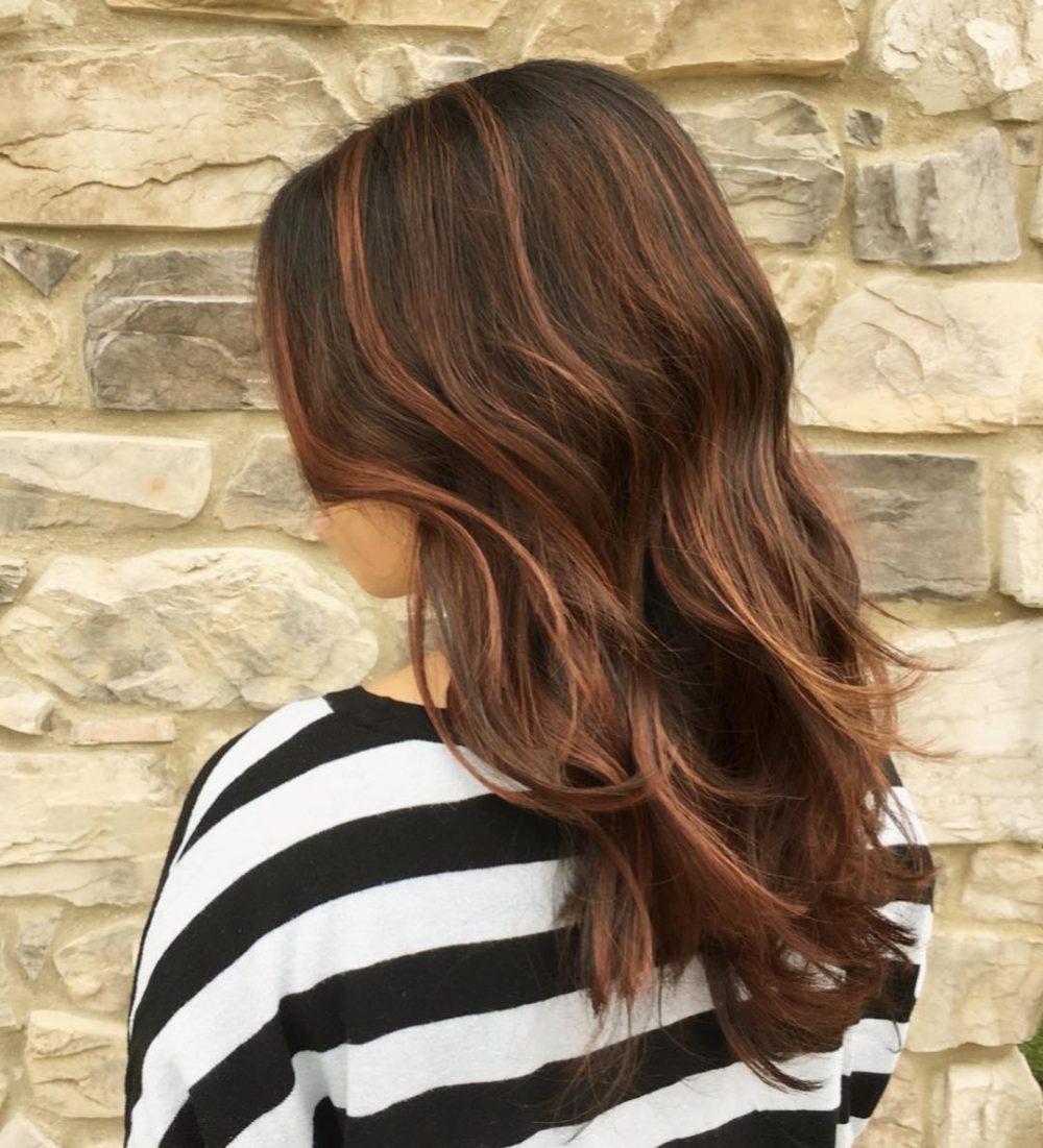 Long Chestnut Waves with Highlights