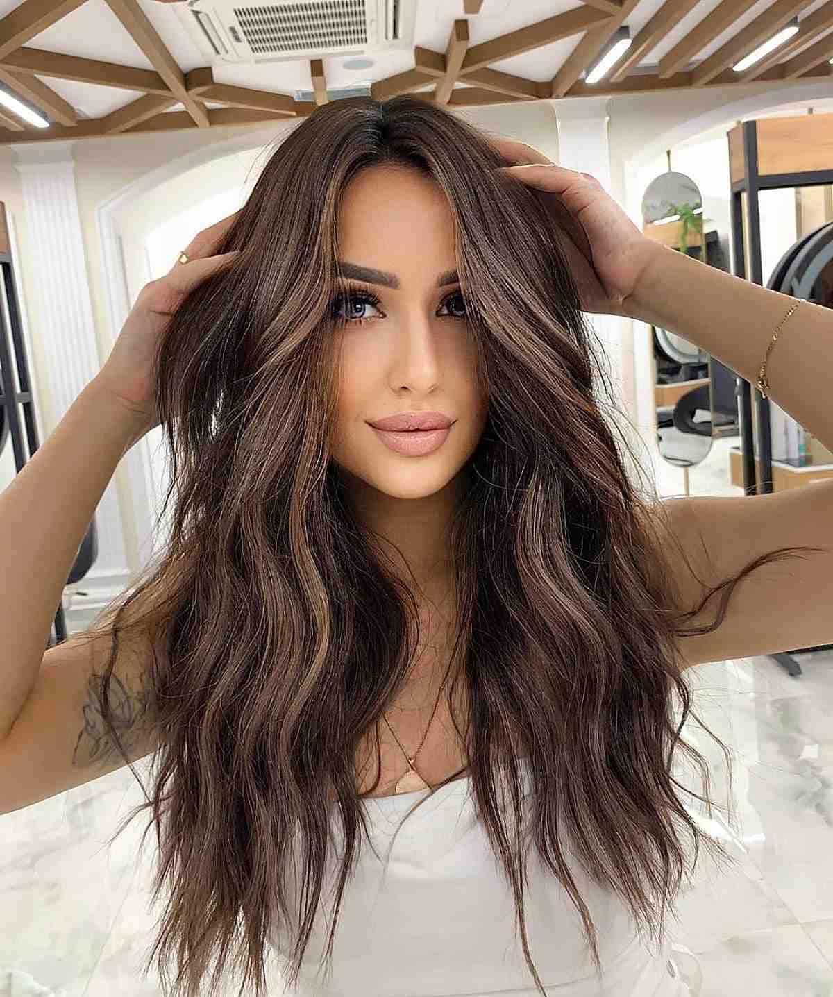 Long Choppy Layers and Brown Balayage