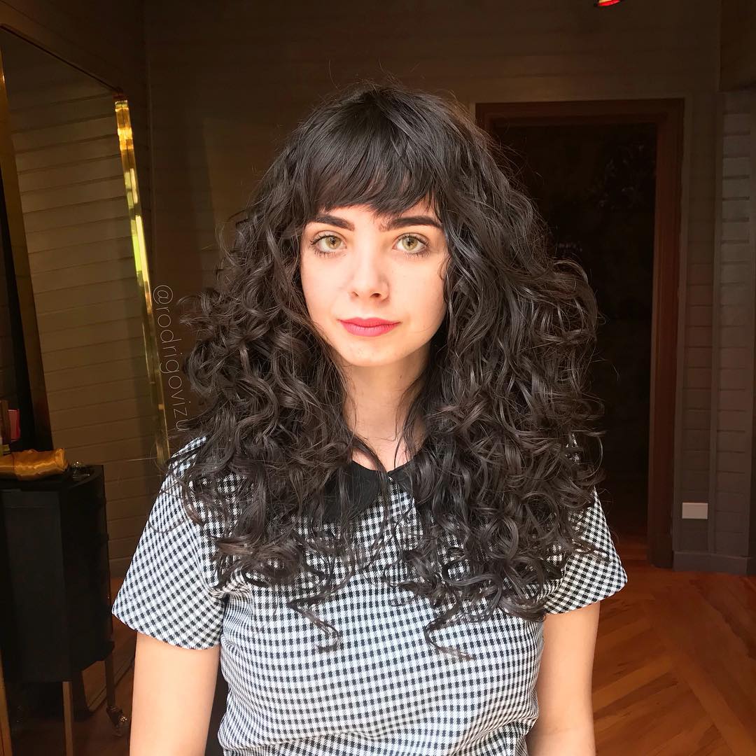 Long Curly Hair with Bangs