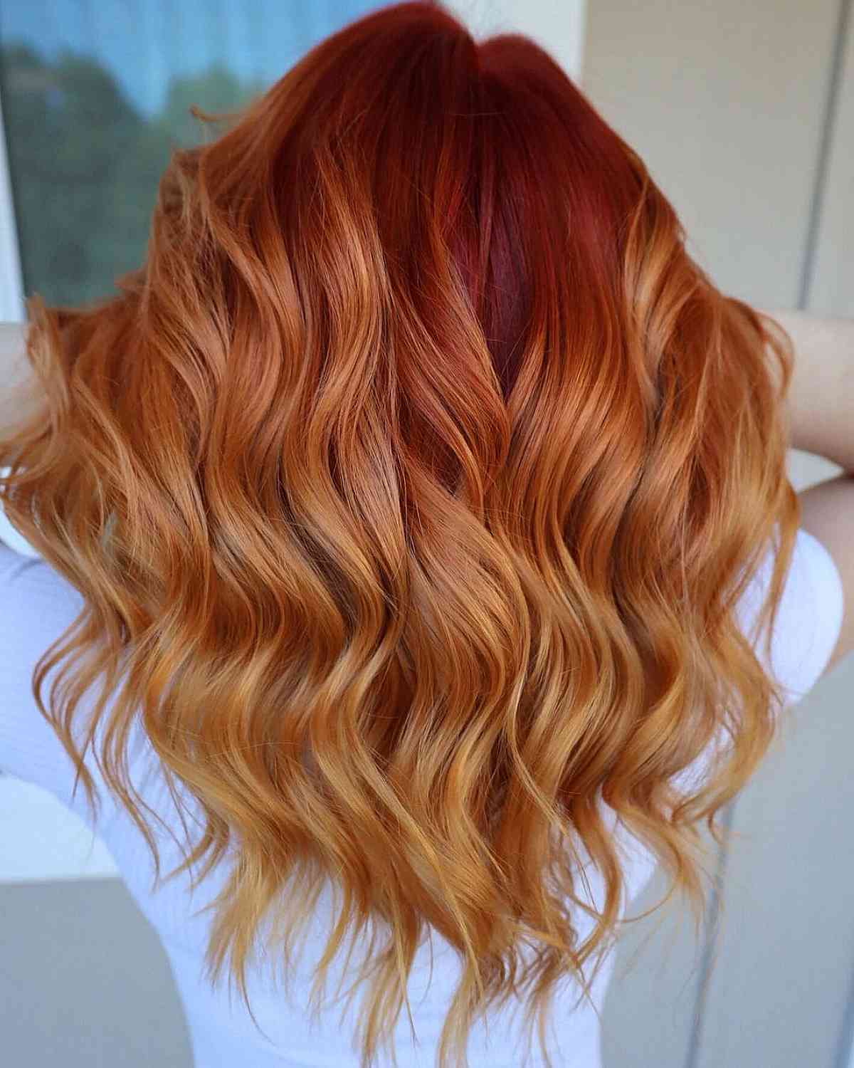 Long Dark Copper to Light Copper Ombre Hair