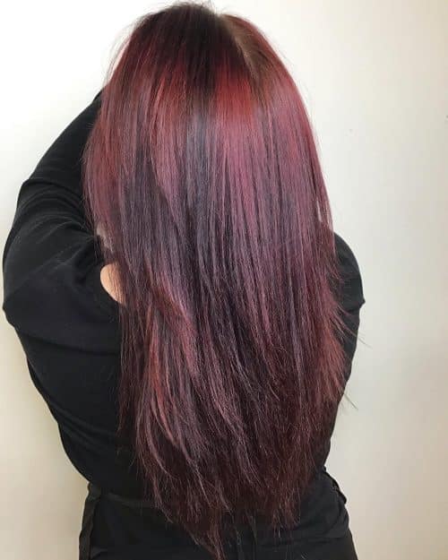 Long Dark Red Balayage