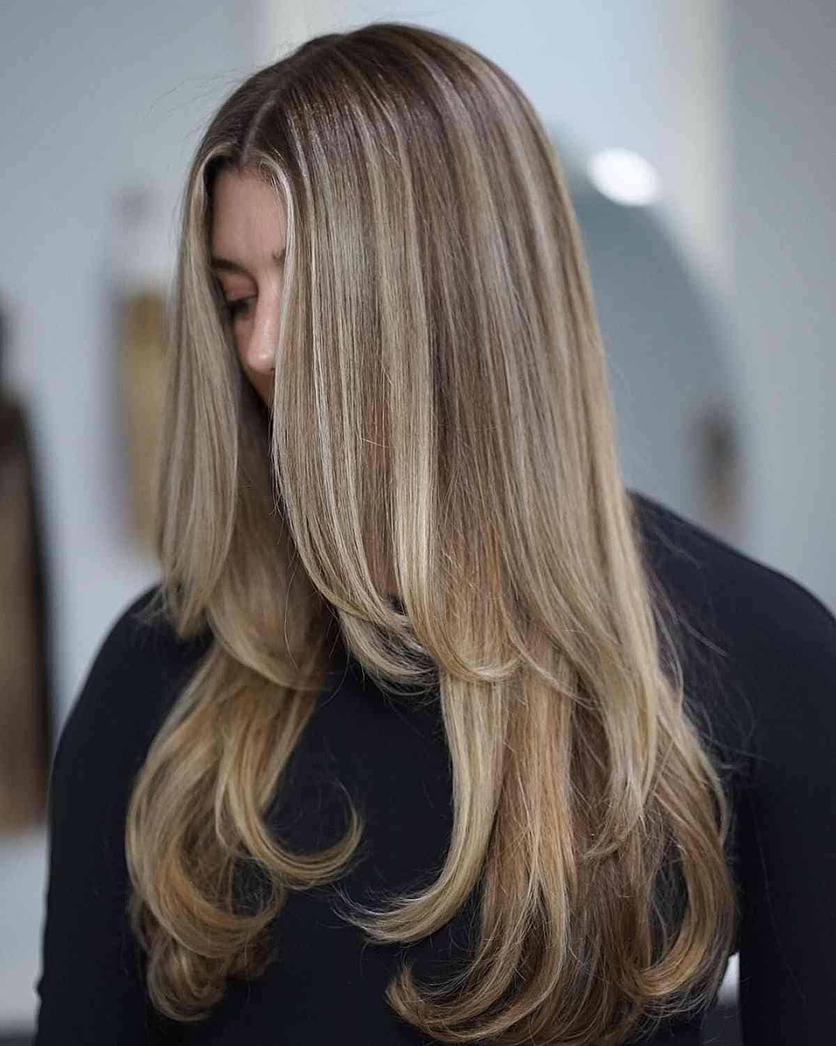 Long Feathered Layers on Thick Hair