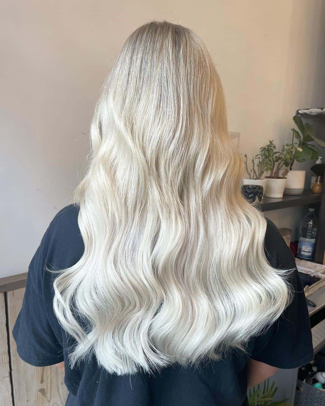 Long Icy Platinum Colored Hair 