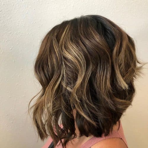 long layered bob wavy hair