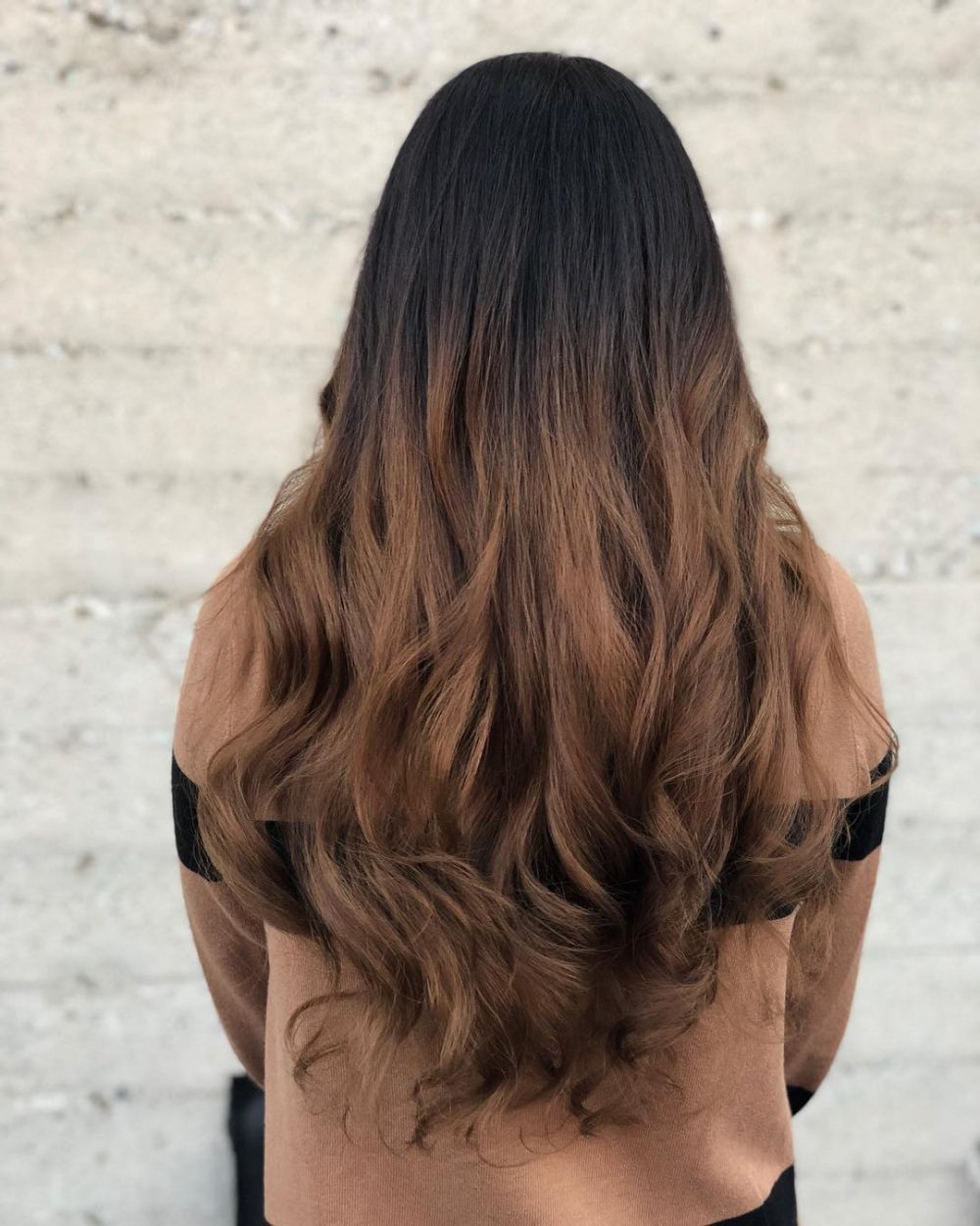 Long Ombre Jet Black to Coffee Brown