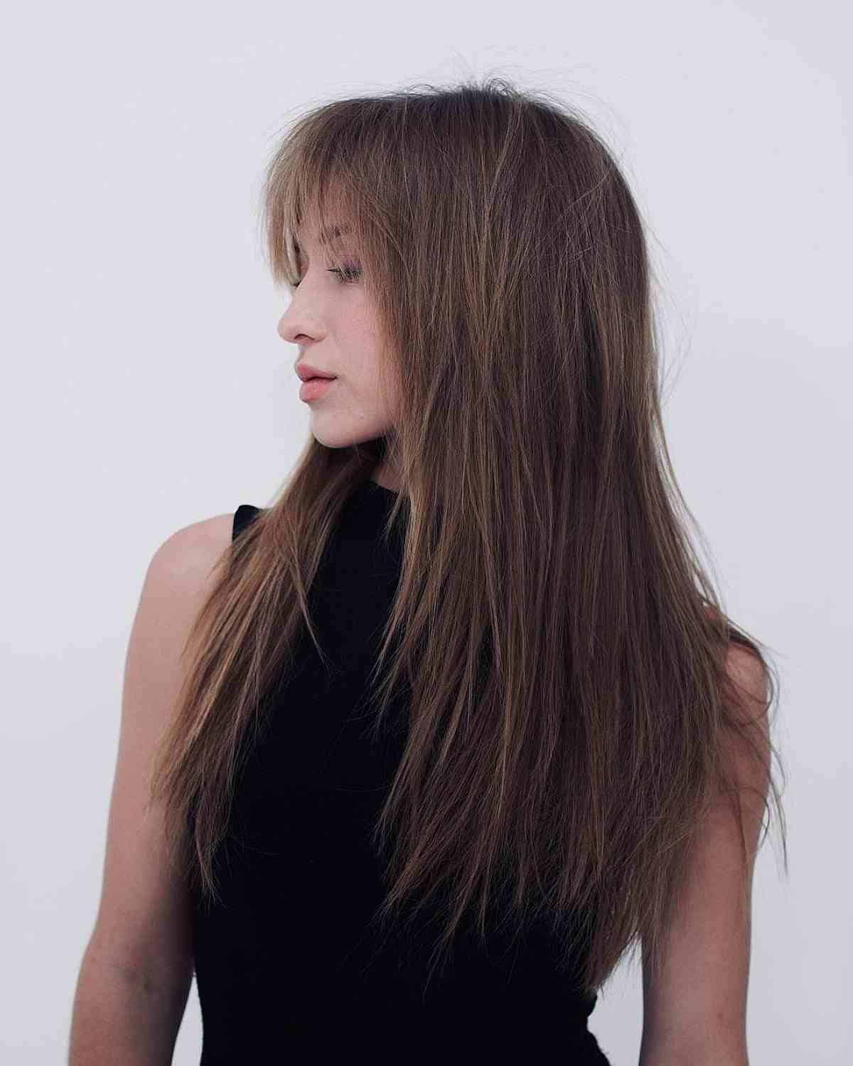 Long Shag with Fringe for Fine Hair