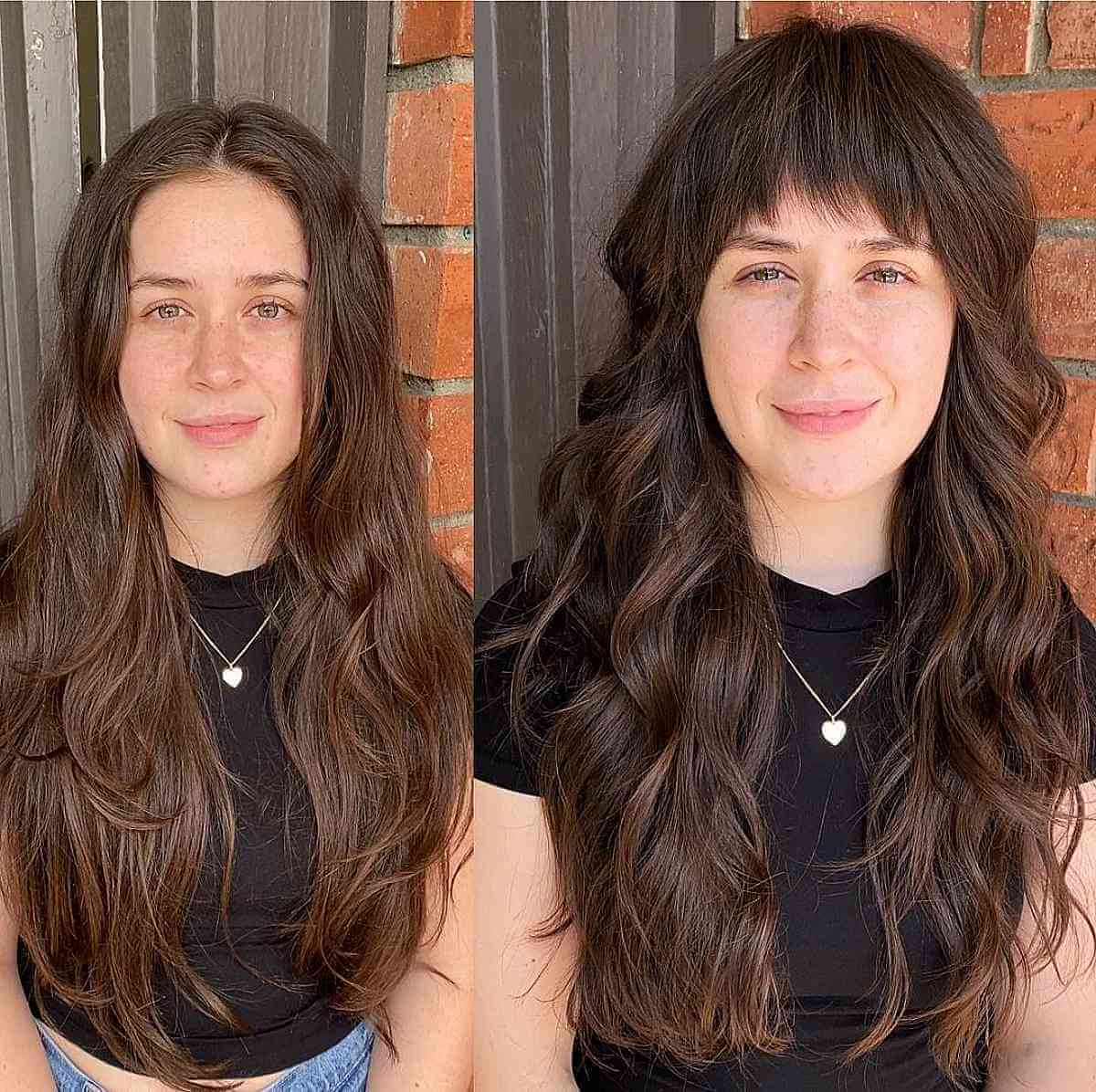 Long Shaggy Wavy Hair with Textured Bangs and Layers