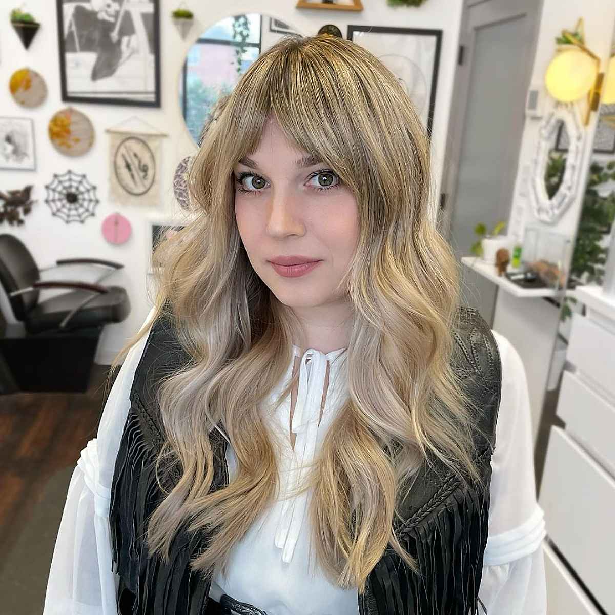 Long Soft Shag with Bardot Bangs