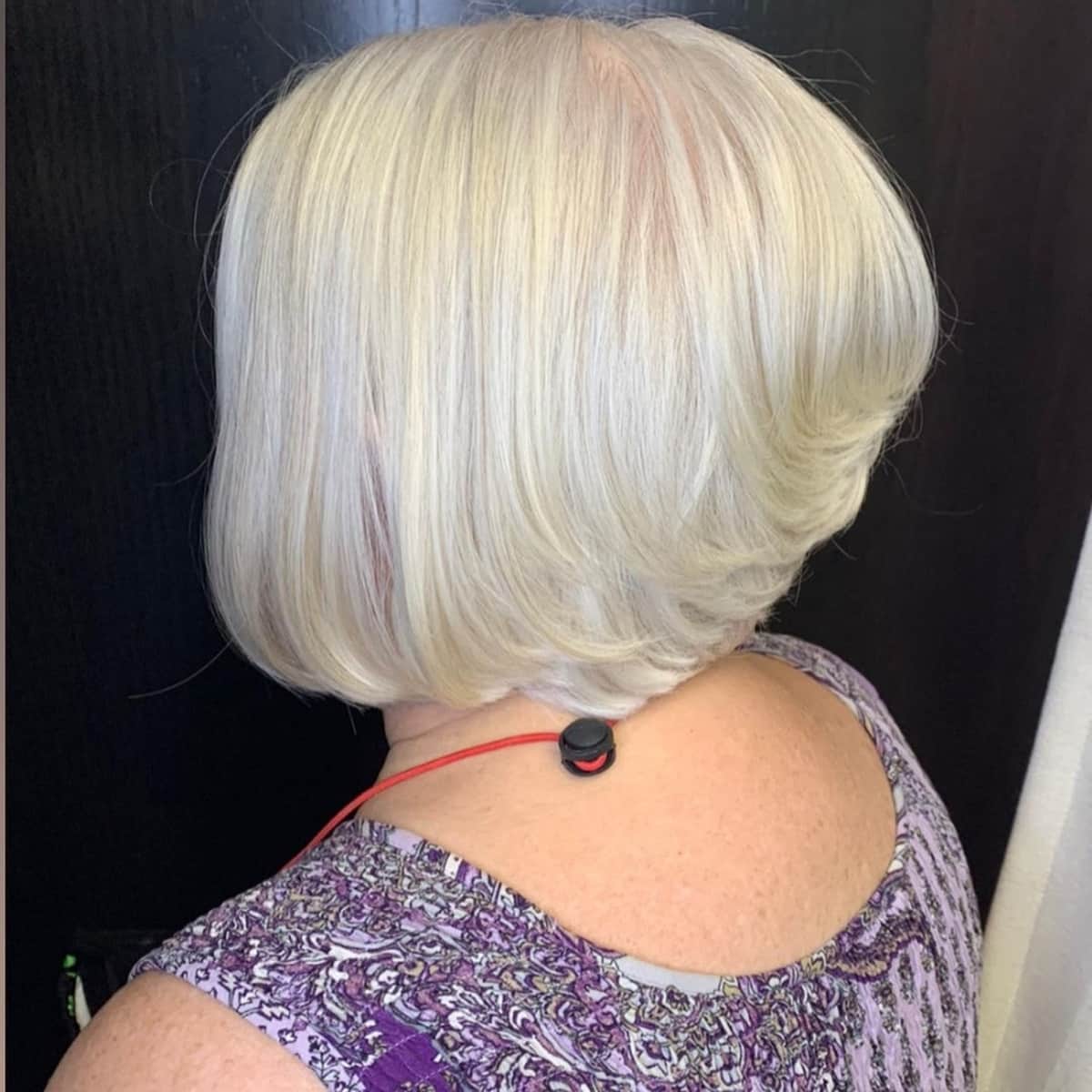 Long stacked bob for older women