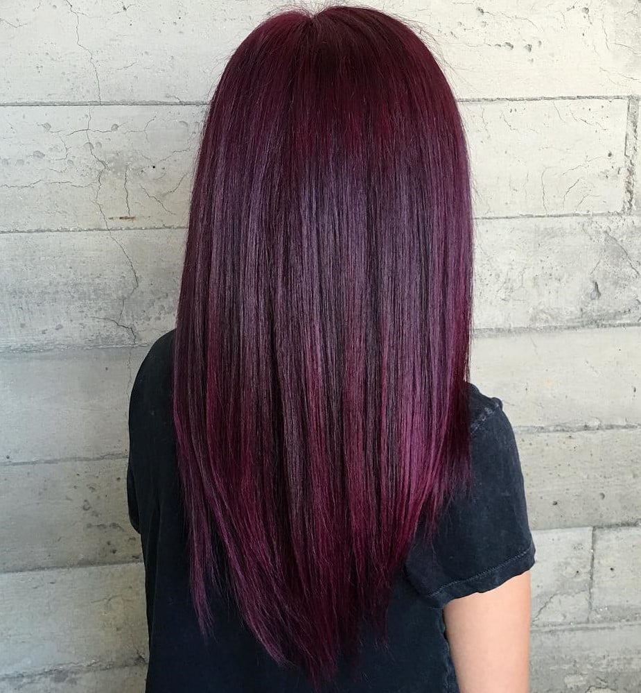 16. Burgundy Highlights on Black Hair. 