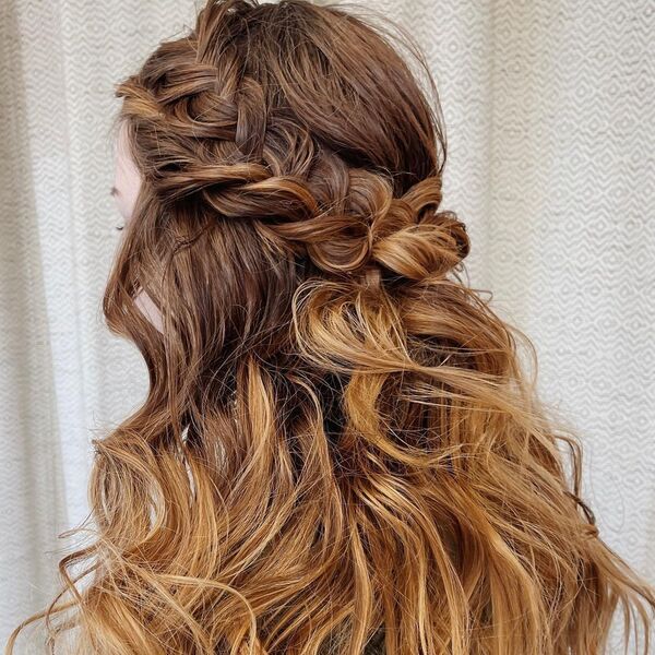 Loose Boho Braids - a woman facing the curtain