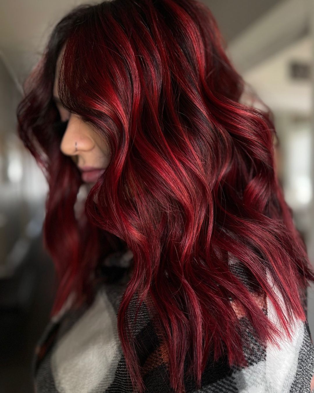 Lovely Dark Brown Hair with Red Highlights