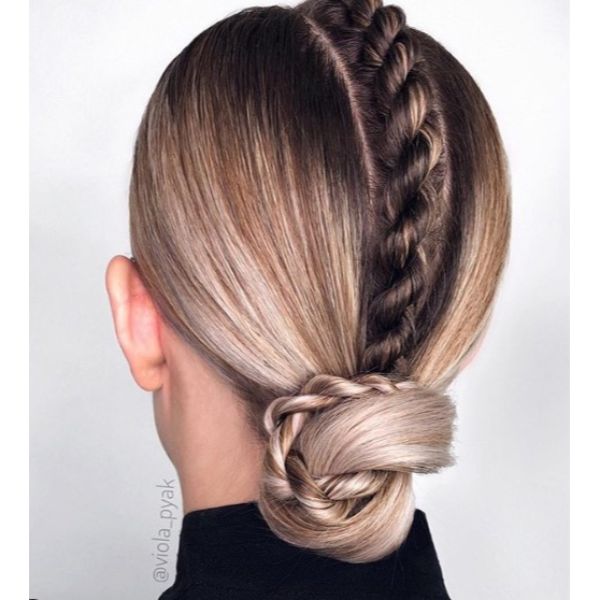 Low Bun with Central Twisted Braid