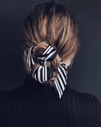 Low Bun with Scarf Detail