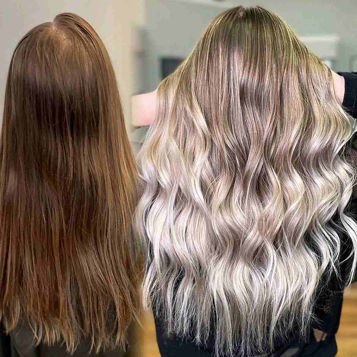 Low-Maintenance Platinum Blonde Balayage