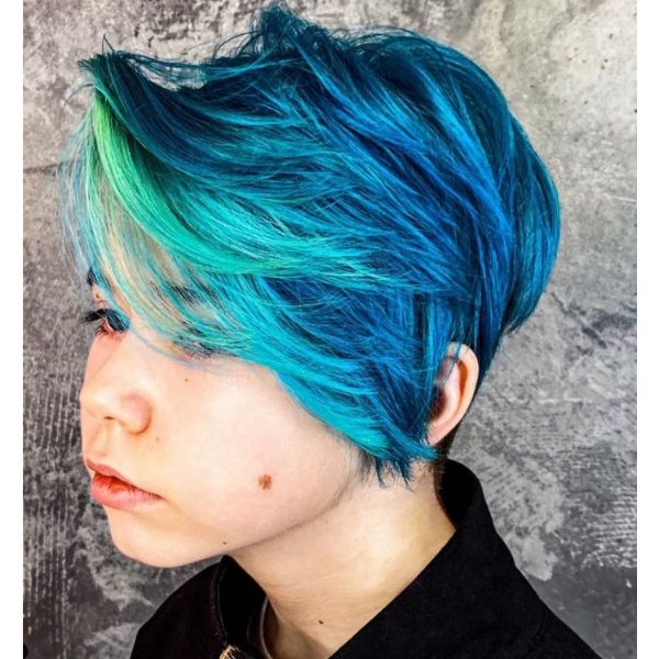 Marine Blue Cute Undercut Hairstyles For Women