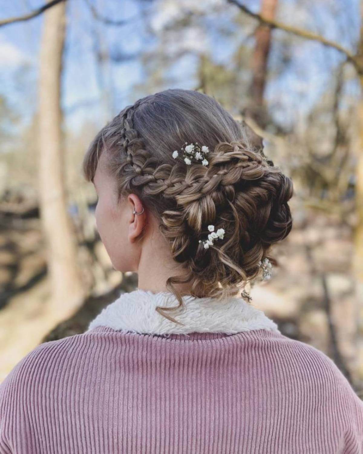 Medium-Length Braided Updo for Prom