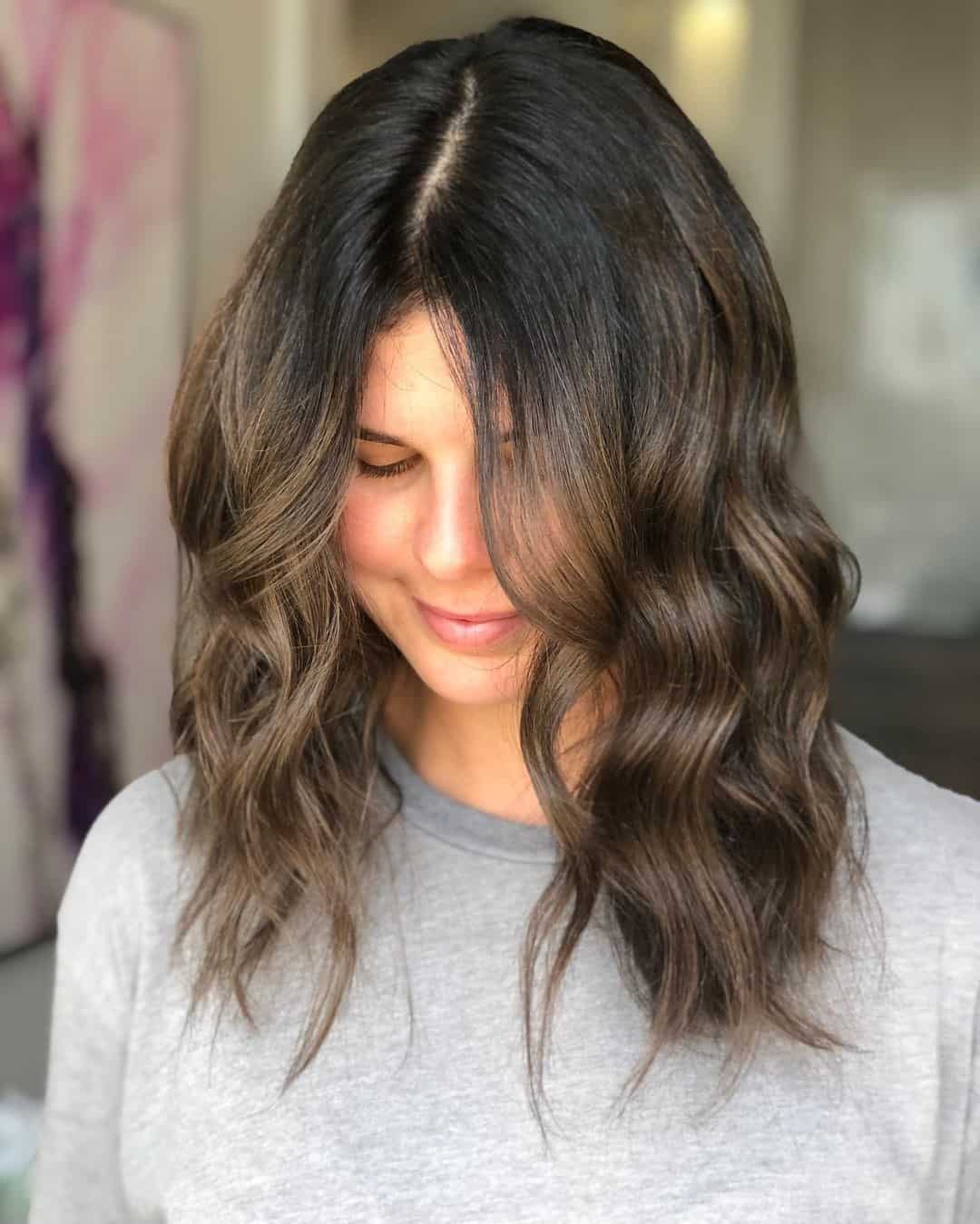 Medium Long Brown Hair Colored Look 